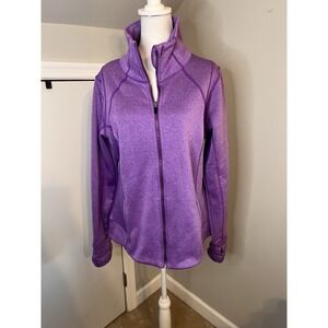 Fila Sport Womens Purple Full Zip Fleece Sweatshirt Jacket Thumbholes Size XL